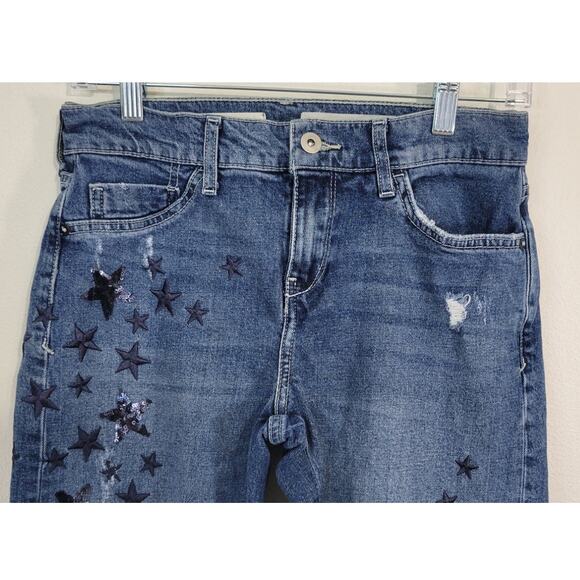 Anthropologie Pilcro Jeans Womens 26 Star Embroidered Raw Hem Boyfriend Slim Fit - Picture 4 of 13